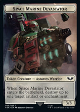 Load image into Gallery viewer, Soldier (002) // Space Marine Devastator Double-sided Token (Surge Foil) [Universes Beyond: Warhammer 40,000 Tokens]
